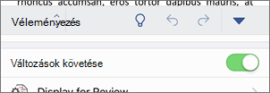 A változások követésének be- és kikapcsolása