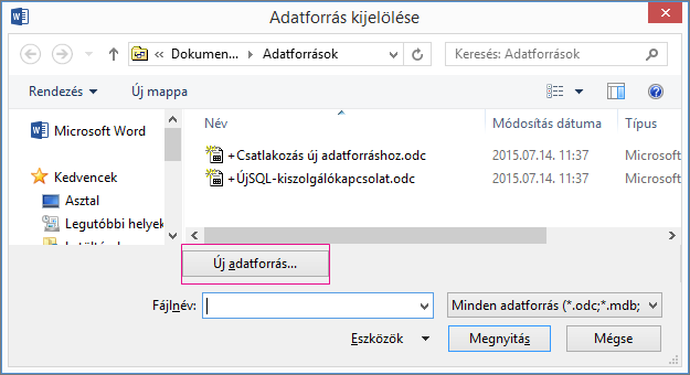 adatforrás körlevélkészítés