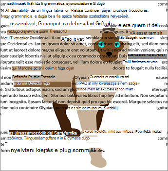 A szöveg körbefuttatása mögött