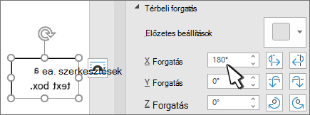 Szövegdoboz térbeli forgatással × 180 fok