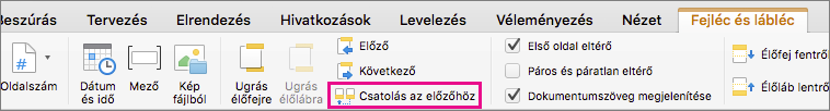 A Csatolás az előzőhöz parancsra kattintva az előző szakaszhoz csatolhatja az előfejet vagy az élőlábat.