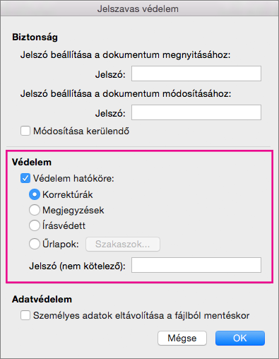 Protection section is highlighted