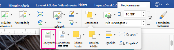 A Pozíció lehetőségre kattintva állítsa be a táblázat helyzetét a környező szöveghez képest.