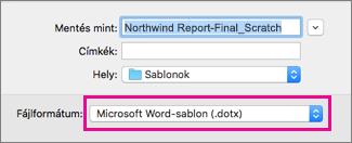In the Save As box, Word template is highlighted