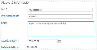 Projektleírás a Project Online-ban.
