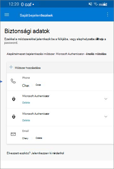 Legutóbbi tevékenység lap biztonsági adatokkal