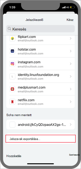 Android Chrome – Jelszavak exportálási helye