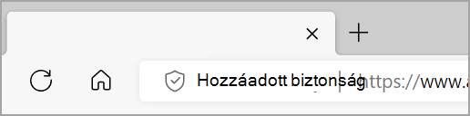 Biztonsági kijelzők lettek hozzáadva a Microsoft Edge címsorától balra, ha a fokozott biztonság be van kapcsolva egy webhelyen.