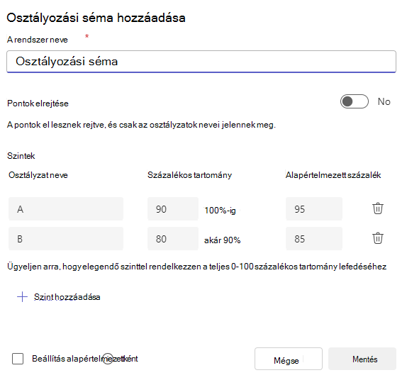 Osztályozási séma hozzáadása