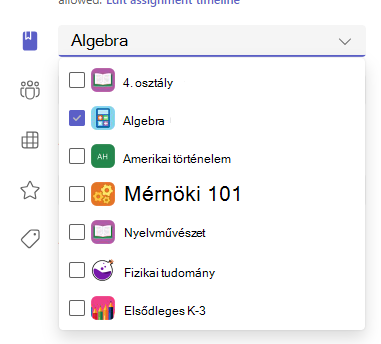 Képernyőkép a hozzárendelési beállításokról.