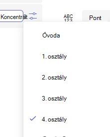 osztályzat kiválasztása