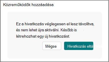 Együttműködési hivatkozás eltávolítása Űrlapok