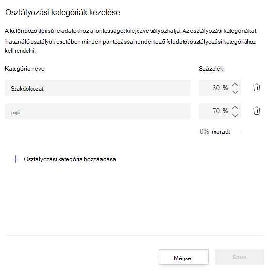 Osztályozási kategóriák