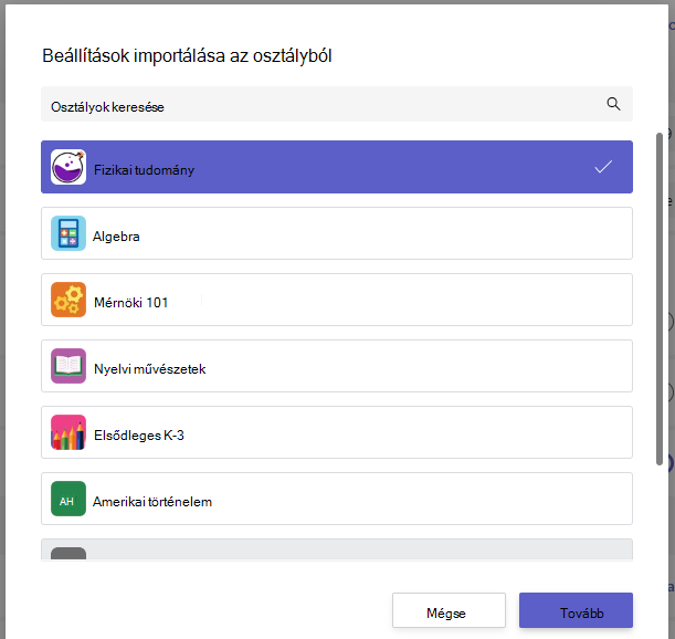 Beállítások importálása