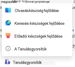 Képernyőkép a tanulásgyorsítókról.