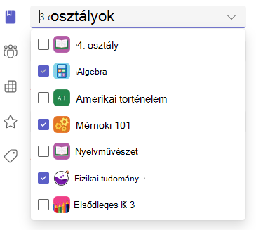 Képernyőkép a többosztályos lehetőségekről.