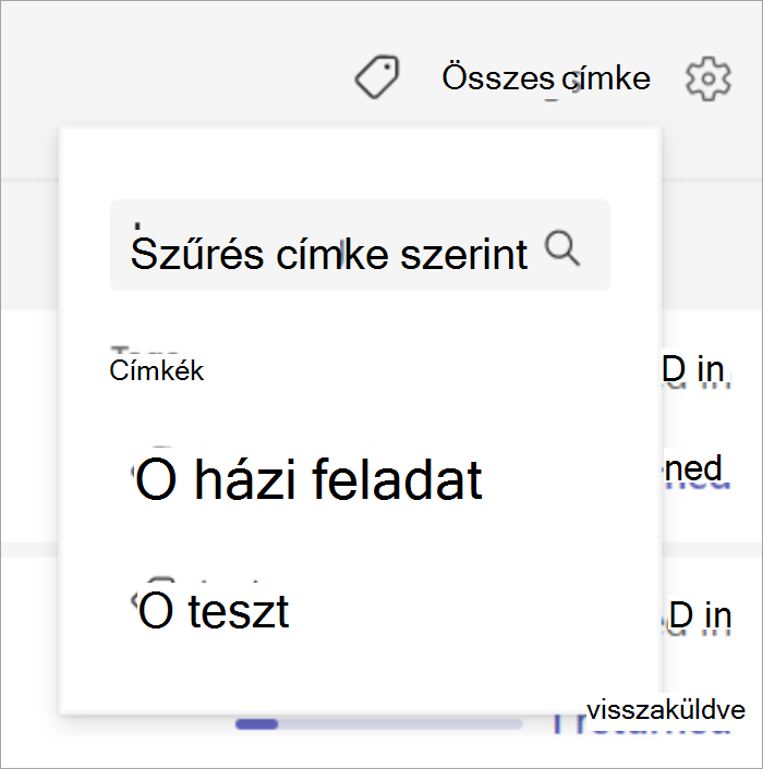 Az összes címke kijelölése után megjelenő legördülő menüben 2 címkebeállítás látható.