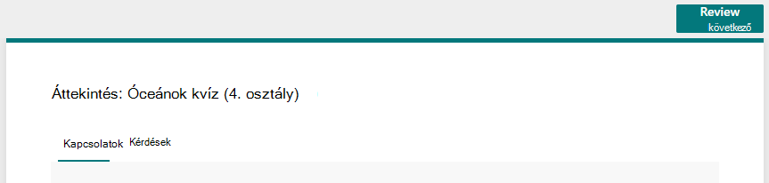 Képernyőkép a Következő ellenőrzés gombról.