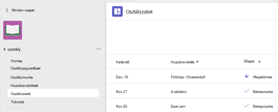 tanulói osztályzatok