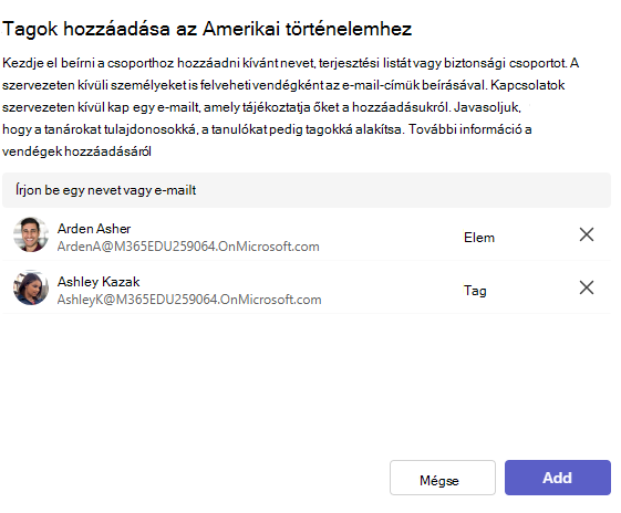 Képernyőkép a hozzáadásról.