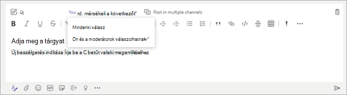 Ezzel a beállítással megadhatja, hogy ki válaszolhat a csatorna bejegyzéseire.