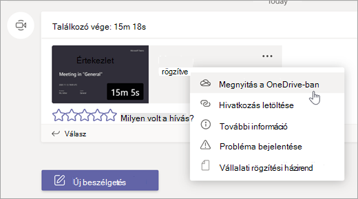 Teams-értekezlet rögzítési beállításai