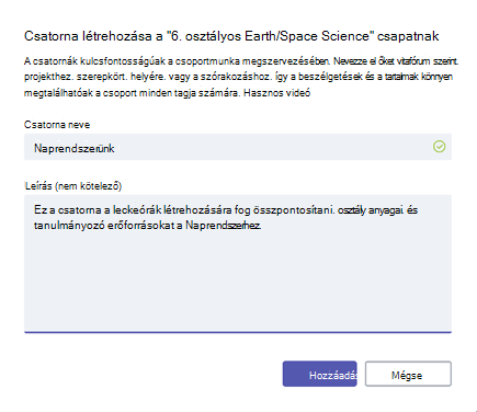 Csatorna létrehozása