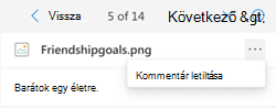 A megjegyzésírás letiltása beállítás a OneDrive részletek ablaktáblájában.