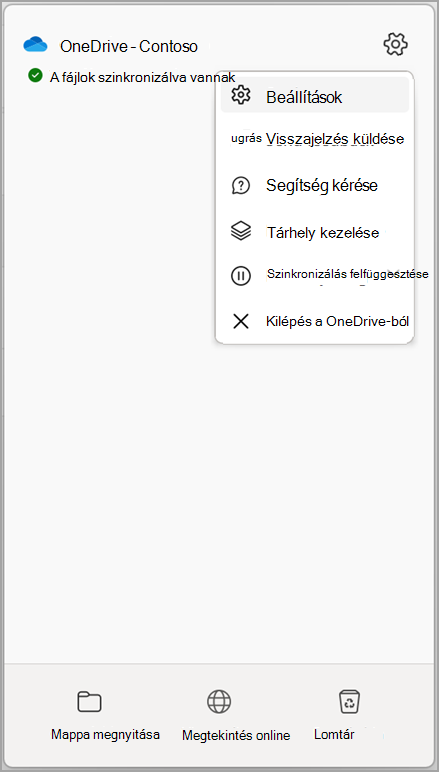 OneDrive-beállítások Szinkronizálás leállítása