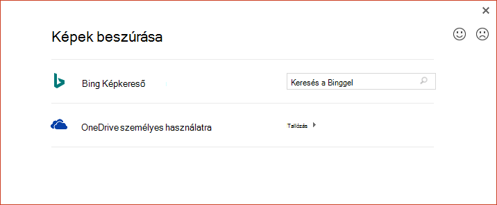 Az Online képek beszúrása párbeszédpanel OneDrive beállítása a továbbiakban nem a várt módon működik