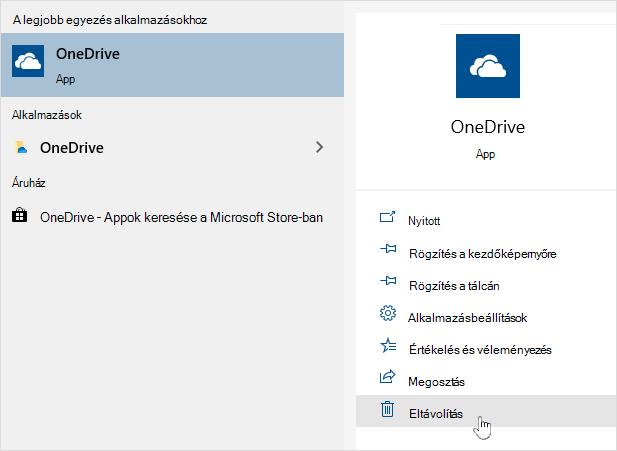 A OneDrive Store alkalmazás eltávolítása