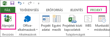 A Projekt menüszalagcsoport az Alprojekt beszúrása paranccsal