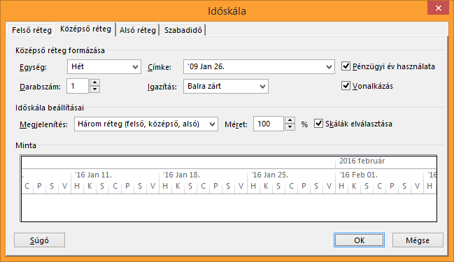 Timescale dialog box