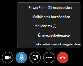 Mellékletparancsok a További beállítások menüben