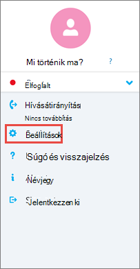 Az Android Skype Vállalati verzió Beállítások képernyője