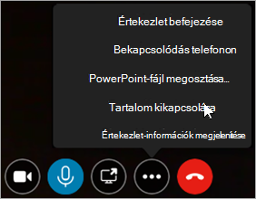 Példa az értekezletek tartalmának be- és kikapcsolására