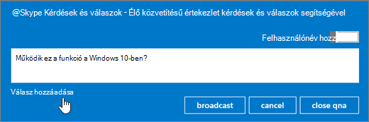 Résztvevő kérdésének közvetítése
