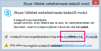 A Skype Vállalati webalkalmazás beépülő modul megbízhatóvá minősítése