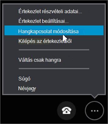Kattintás a Hangkapcsolat módosítása elemre
