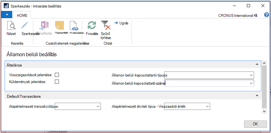 Az Intrastat beállítása