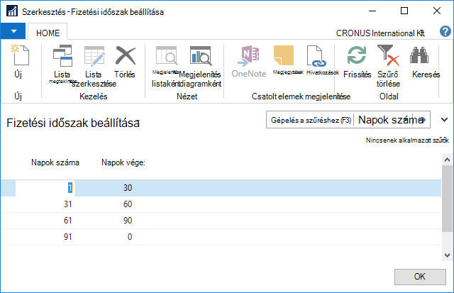Fizetési időszak beállítása
