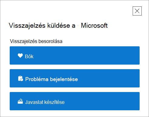 A Visszajelzés küldése legfelső szintű lap a Segítség kérése alkalmazásban