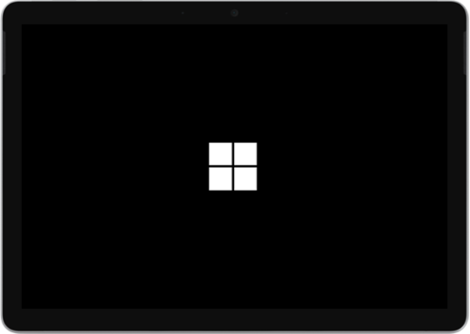 Fekete képernyő, középen a Windows embléma.