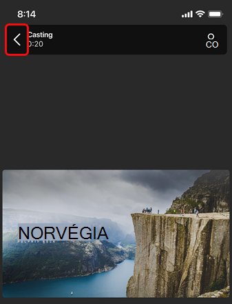 Back icon during projection