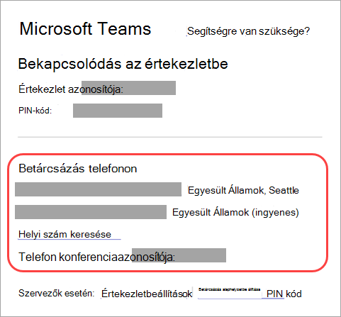Képernyőkép arról, hogy hol hívhat be egy Teams-értekezletet.