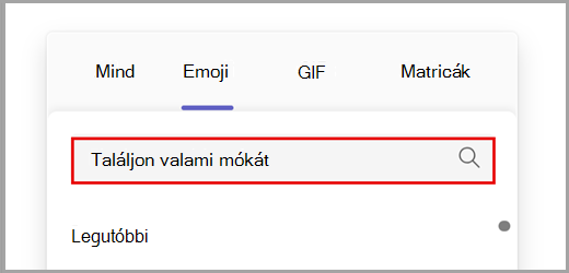 Keresés az összes emoji-beállítás között.