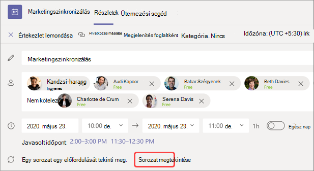 Kép, amely azt mutatja, hogy hol van a nézetsorozat marketingszinkronban