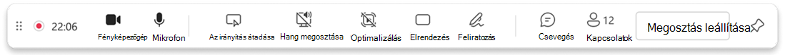 Képernyőkép az előadói eszköztárról.
