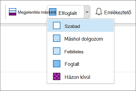 A Calendar állapotbeállításai.