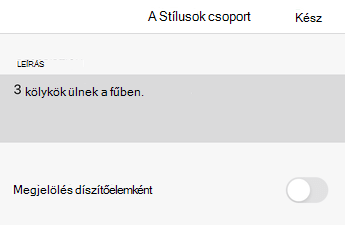 A Helyettesítő szöveg párbeszédpanel az iOS Excelben.